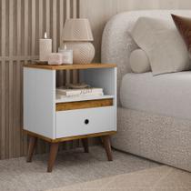 Mesa de Cabeceira Ted com 1 gaveta e nicho pés palito - Várias Cores