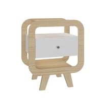Mesa de Cabeceira Theo com USB 1 GV Branco e Naturale