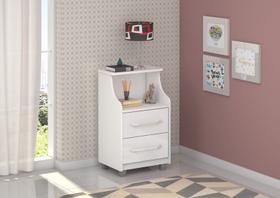 Mesa de Cabeceira Topázio Com 2 Gavetas 1 Nicho Pés Em MDF