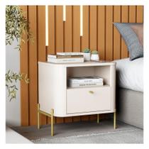 Mesa de Cabeceira Tucupí Slim Off White Dourado JB Bechara 32708 Mesa de Cabeceira Tucupí Slim Off White Dourado JB Bechara 32708