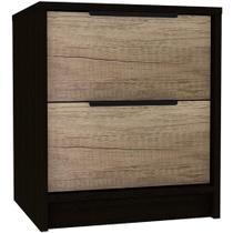 Mesa de cabeceira Tuhome Kaia com 2 gavetas Black Wengue Engineered Wood Mesa de cabeceira Tuhome Kaia com 2 gavetas Black Wengue Engineered Wood
