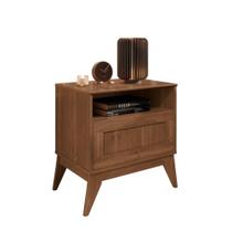 Mesa de Cabeceira UB Estilo Retrô 1 Gaveta com Nicho Cor Nogueira Mesa de Cabeceira UB Estilo Retrô 1 Gaveta com Nicho Cor Nogueira