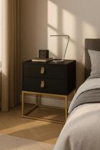 Mesa De Cabeceira Unic 45 Moderno Base Metalica Dourada