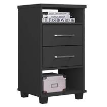 Mesa de Cabeceira Valente com 2 Gavetas Rud Rack Cor Preto