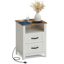 Mesa de cabeceira VASAGLE LIRY Farmhouse com estação de carregamento