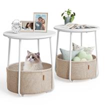 mesa de cabeceira VASAGLE ULCT665W01 Conjunto de 2 com Cesto de Tecido