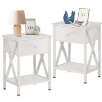 Mesa de cabeceira VECELO, conjunto de 2 com gaveta e prateleira Mesa de cabeceira VECELO, conjunto de 2 com gaveta e prateleira