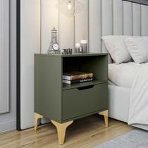 Mesa de Cabeceira Vegas 2 Gavetas MDF verde com Design Moderno para Quarto
