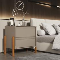 Mesa De Cabeceira Verona 2 Gavetas 100 MDF Pés Madeira Maciça Duo Color Mesa De Cabeceira Verona 2 Gavetas 100 MDF Pés Madeira Maciça Duo Color
