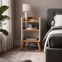 Mesa de Cabeceira Verona com Nicho Organizador Moderna Compacta para Quarto