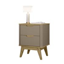Mesa de Cabeceira Vicenza com 2 Gavetas e Pés de Madeira Maciça Mesa de Cabeceira Vicenza com 2 Gavetas e Pés de Madeira Maciça
