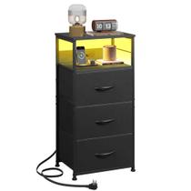 Mesa de cabeceira WLIVE com LED e carregador, 81 cm, preta