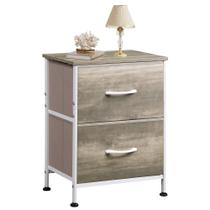 Mesa de cabeceira WLIVE, cômoda com 2 gavetas, quarto, cinza, carvalho
