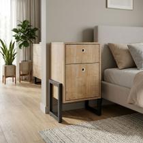 Mesa de Cabeceira Wolli 2 Gavetas Natural - D'Rossi