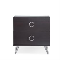 Mesa de cabeceira Yardlio Elms Espresso Chrome com 2 gavetas e pernas de metal