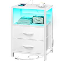 mesa de cabeceira Yoobure com Luzes LED e Portas USB 40x30x60cm mesa de cabeceira Yoobure com Luzes LED e Portas USB 40x30x60cm