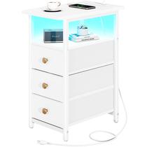 Mesa de cabeceira Yoobure End com estação de carregamento LED branca