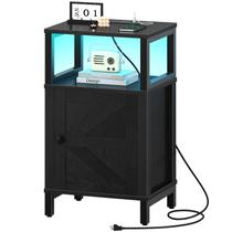 Mesa de Cabeceira Yoobure Farmhouse com Estação de Carregamento - Preta