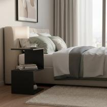 Mesa de Cabeceira Z Preto MDF Decoração Nicho Quarto Sala Escritório Mesa de Cabeceira Z Preto MDF Decoração Nicho Quarto Sala Escritório