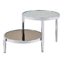 Mesa de café Acme Abbe Glass 38 mm com moldura cromada