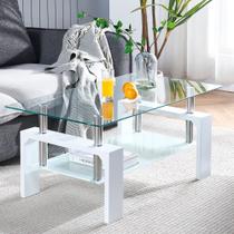 Mesa de café Brpily Living Room Modern White Wood Glass