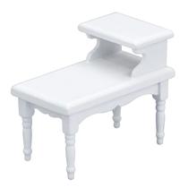 Mesa de café de madeira branca em miniatura Dollhouse Furniture