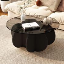 Mesa de café dnziqi de vidro redondo preto 80cm para sala de estar