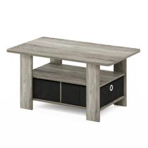 Mesa de café Furinno Andrey com gaveta de lixo cinza carvalho francês
