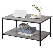 Mesa de café SENIG de 2 camadas com prateleira de armazenamento 80x50x41cm de carvalho cinza
