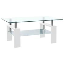 Mesa de café vidaXL branca/transparente em vidro temperado com armazenamento