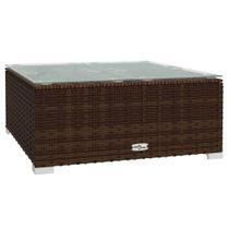 Mesa de café vidaXL Durable Patio Brown Poly Rattan & Glass