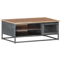 Mesa de café vidaXL em madeira maciça de acácia com armazenamento cinza Mesa de café vidaXL em madeira maciça de acácia com armazenamento cinza