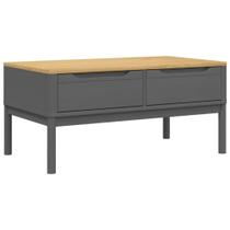 Mesa de café vidaXL Floro Grey em madeira maciça de pinho com gavetas Mesa de café vidaXL Floro Grey em madeira maciça de pinho com gavetas