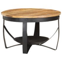 Mesa de café vidaXL Rough Mango Wood Industrial Redonda Marrom