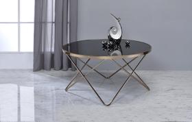 Mesa de café Yardlio Valora 86x86x46 cm Vidro preto
