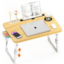 Mesa de cama para laptop, bandeja dobrável de madeira ajustável DECOSIS Mesa de cama para laptop, bandeja dobrável de madeira ajustável DECOSIS