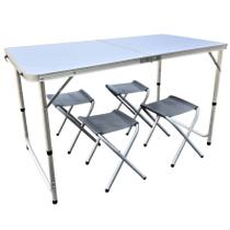 Mesa de Camping Praia Dobravel Maleta Portatil Reforçada Com 4 Bancos 120cm x 60cm Mesa de Camping Praia Dobravel Maleta Portatil Reforçada Com 4 Bancos 120cm x 60cm