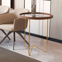 Mesa de Canto Alamanda com Espelho Castanho/Dourado - Jb Bechara Mesa de Canto Alamanda com Espelho Castanho/Dourado - Jb Bechara