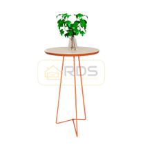 Mesa de Canto Apoio Lateral Redonda Sala Pés de Aço Cobre Mesa de Canto Apoio Lateral Redonda Sala Pés de Aço Cobre