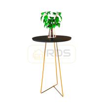 Mesa de Canto Apoio Lateral Redonda Sala Pés de Aço Dourado Mesa de Canto Apoio Lateral Redonda Sala Pés de Aço Dourado