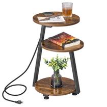 Mesa de canto BEWISHOME 39x35x60 cm Marrom Rústico com carregamento