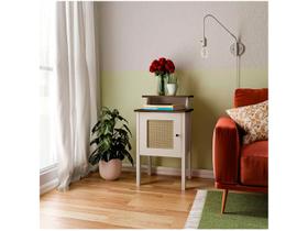Mesa de Canto/Cabeceira Charlotte 1 Porta 100% MDF Pinho/Off White - Artely Móveis Mesa de Canto/Cabeceira Charlotte 1 Porta 100% MDF Pinho/Off White - Artely Móveis