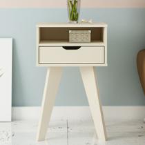 Mesa de Canto/Cabeceira Vip com Nicho 1 gaveta Off White - Artely
