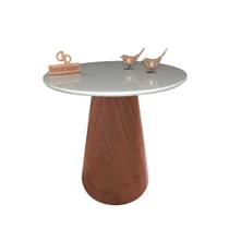 Mesa De Canto Cone Amadeirado Com Tampo Vidro 50cm Off White 60cm Mesa De Canto Cone Amadeirado Com Tampo Vidro 50cm Off White 60cm