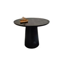 Mesa De Canto Cone Laqueado Com Tampo Vidro 50cm Preto 60cm