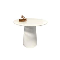 Mesa De Canto Cone Laqueado Com Tampo Vidro 70cm Branco 60cm