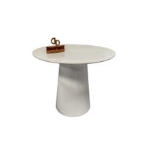 Mesa De Canto Cone Laqueado Com Tampo Vidro 70cm Off White 60cm Mesa De Canto Cone Laqueado Com Tampo Vidro 70cm Off White 60cm