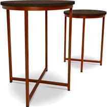 Mesa De Canto Dupla Gana Redonda Decoração Para Sala Cobre/Villandry Mesa De Canto Dupla Gana Redonda Decoração Para Sala Cobre/Villandry