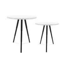 Mesa De Canto Dupla Lévis Preto e Branco Mesa De Canto Dupla Lévis Preto e Branco