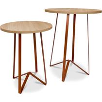 Mesa De Canto Dupla Palon Redonda Decoração Para Sala Cobre/Jade Mesa De Canto Dupla Palon Redonda Decoração Para Sala Cobre/Jade